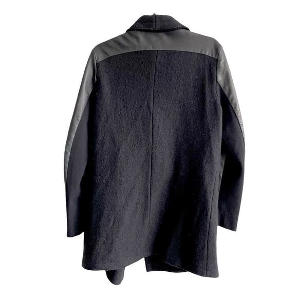 DANIER Wool Leather Waterfall Wrap Asymmetrical Jacket Coat S - Picture 5 of 8